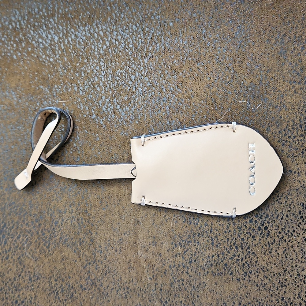Coach Cream Leather Keychain - Picture 4 of 5